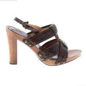 FRYE Dolly Block Heel Strappy Leather Sandal